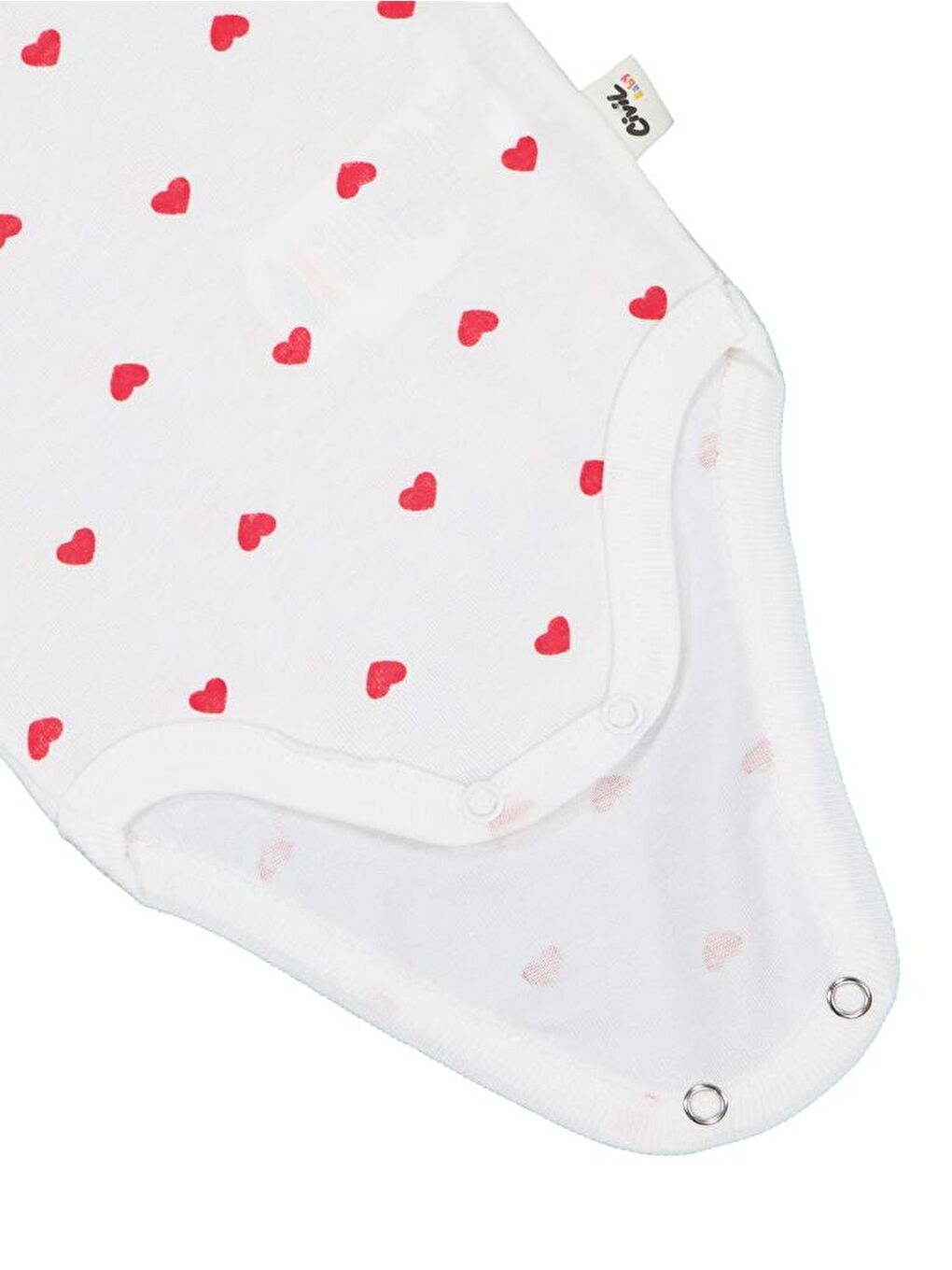 Baby Kalp Baskılı 1-36 Ay Çıtçıtlı Badi - Ekru 1-3 Ay-2