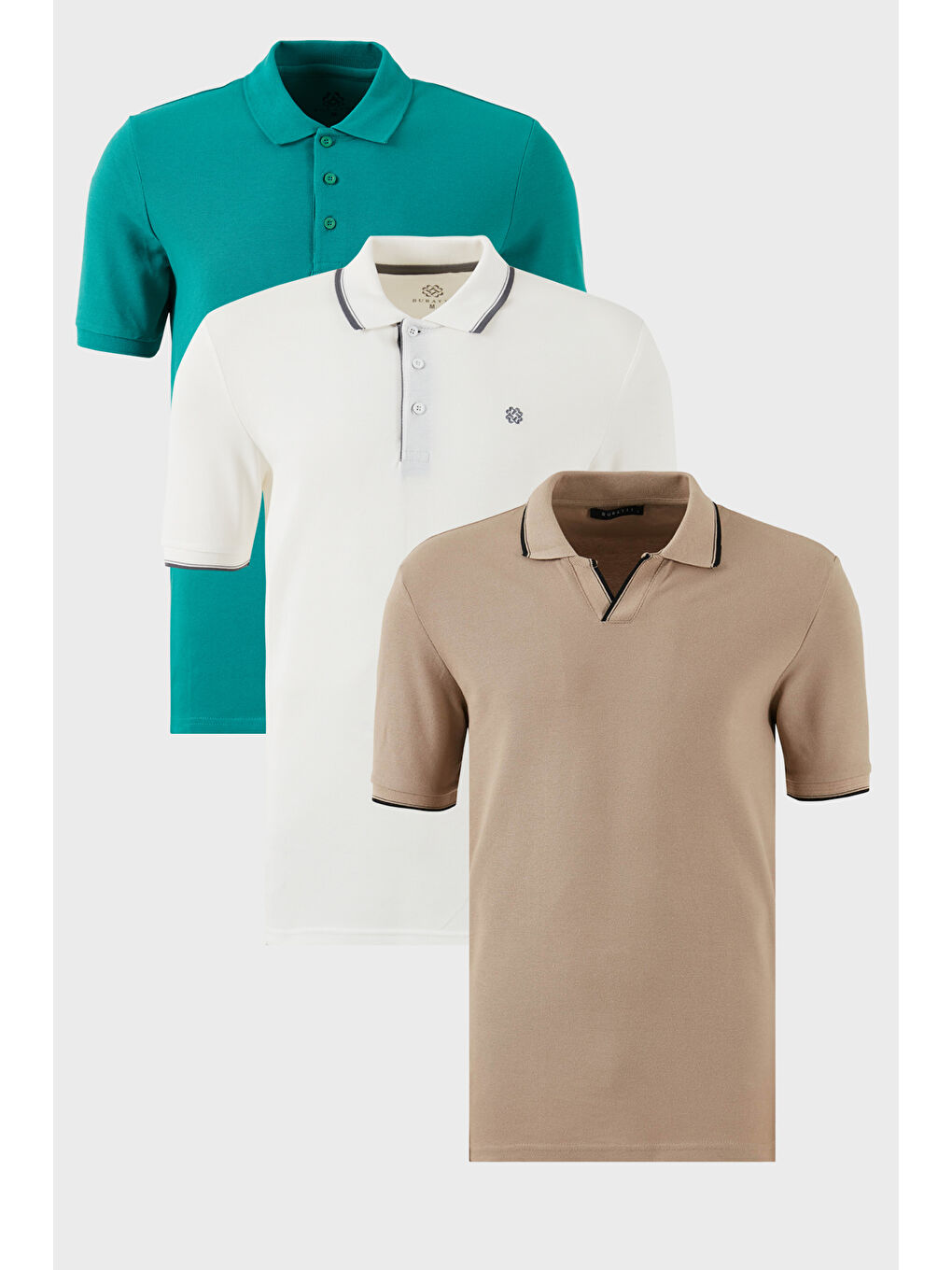 Kahverengi Pamuklu Regular Fit 3'lü Paket Polo Yaka T Shirt 59029641827S3