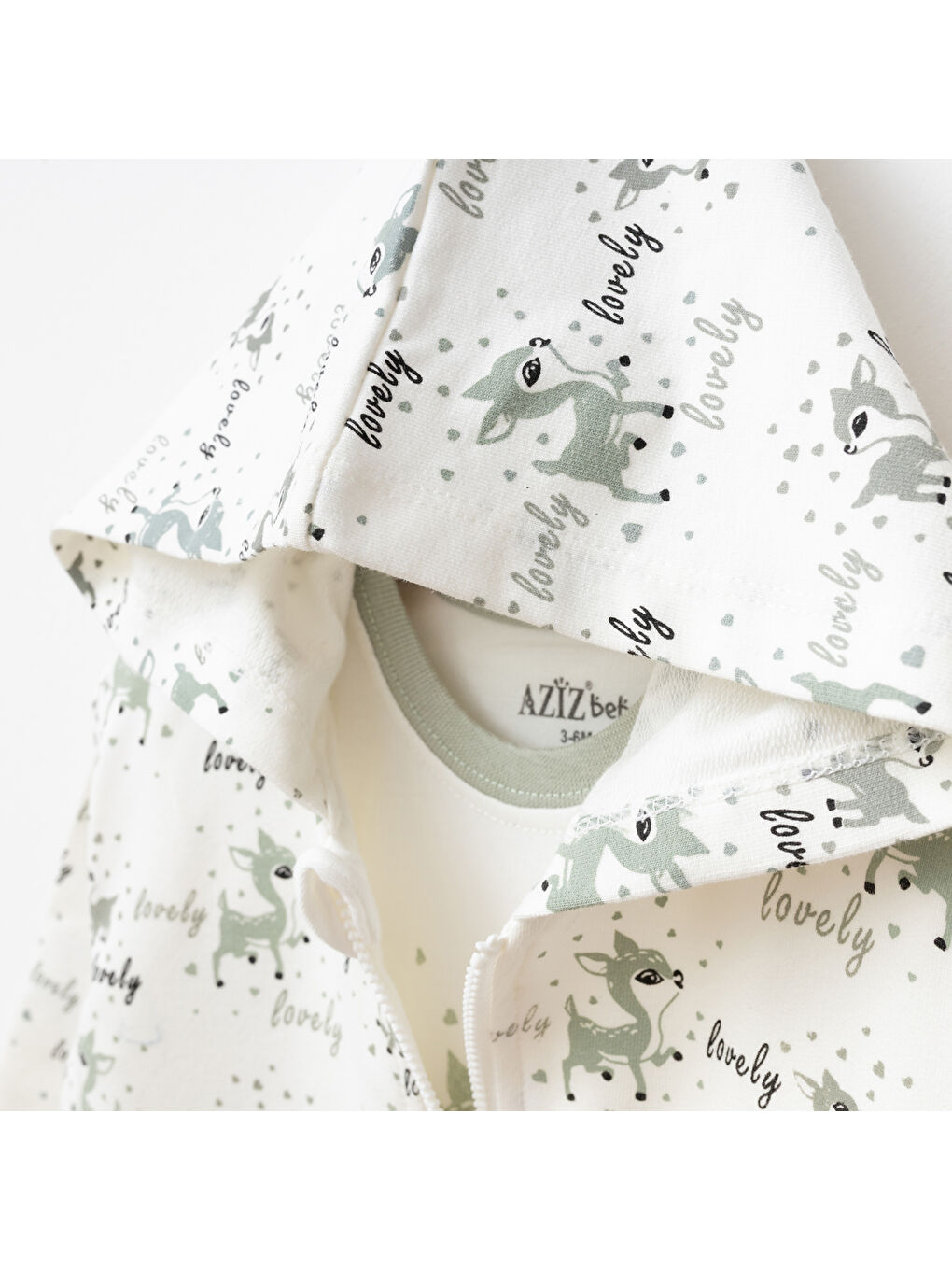 Yeşil Kız Bebek Animal Desenli Sweatshirt Pantolon T-shirt 3'lü Alt Üst Bebek Takımı 3 Ay-36 Ay-2