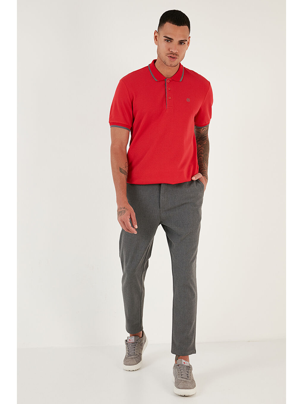 Siyah Pamuklu Slim Fit Şerit Detaylı Düğmeli Polo Yaka 3'lü Paket Tişört 5902118S3-4