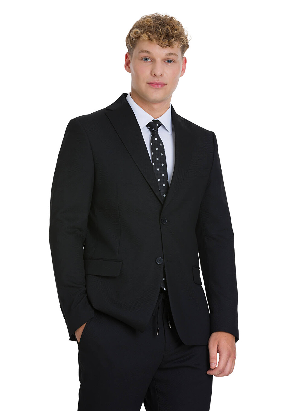 Siyah Slim Fit Mono Yaka Klasik Takım Elbise-1