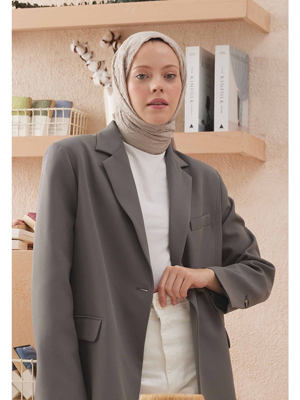 Bej Vual Crash Şal Taş-1