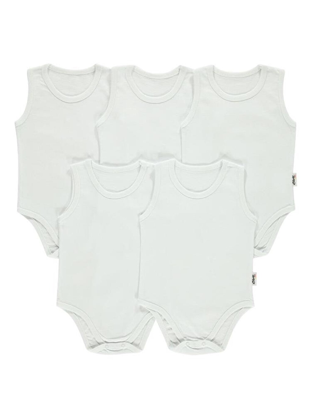 Baby 5 Li Düz Basic Sıfır Kol Çıtçıtlı Badi - Ekru 1-3 Ay-1