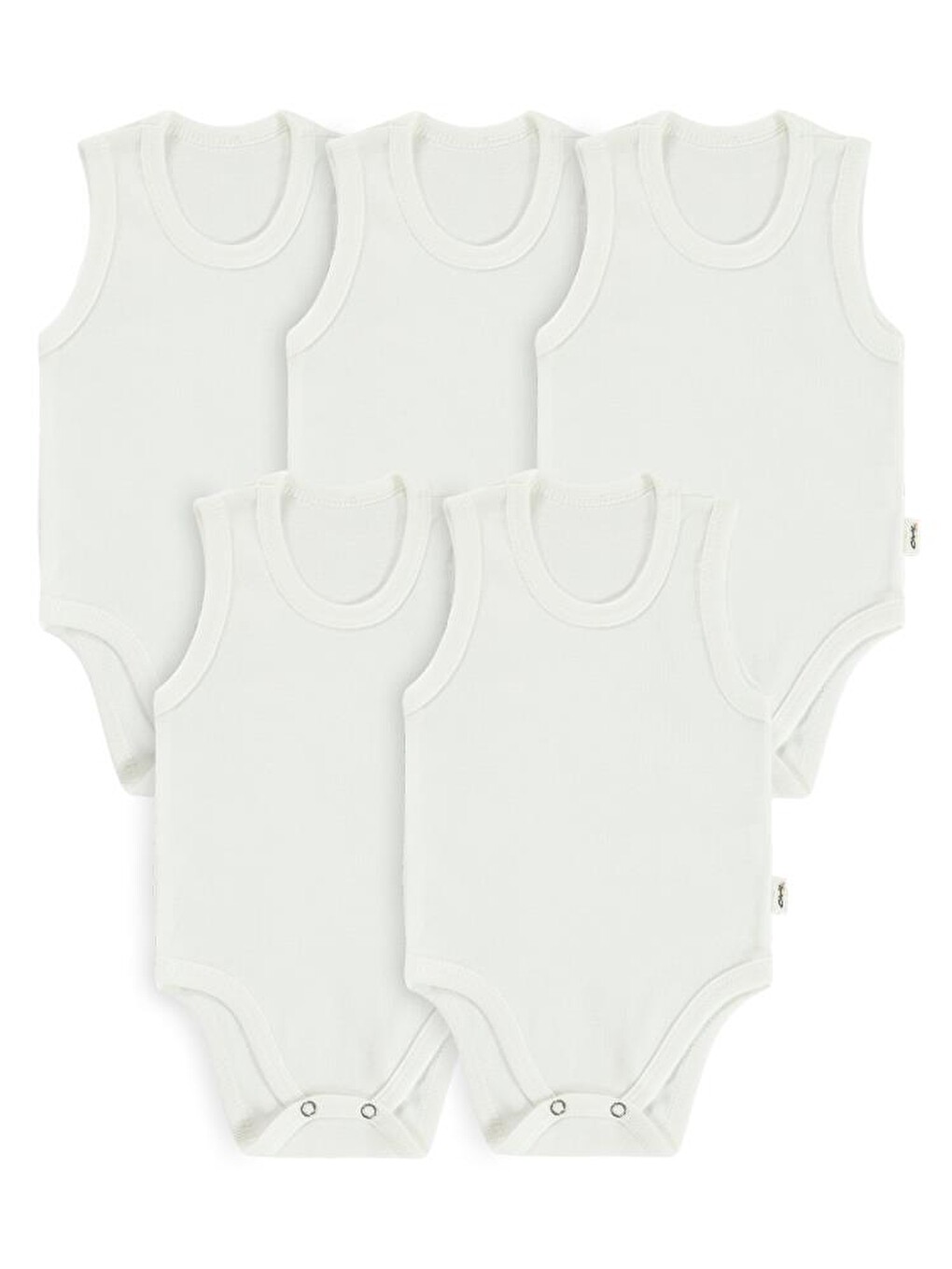 Baby 5 Li Düz Basic Sıfır Kol Çıtçıtlı Badi - Ekru 1-3 Ay-2