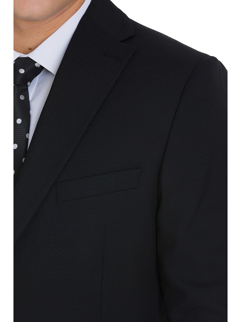 Siyah Slim Fit Mono Yaka Klasik Takım Elbise-4