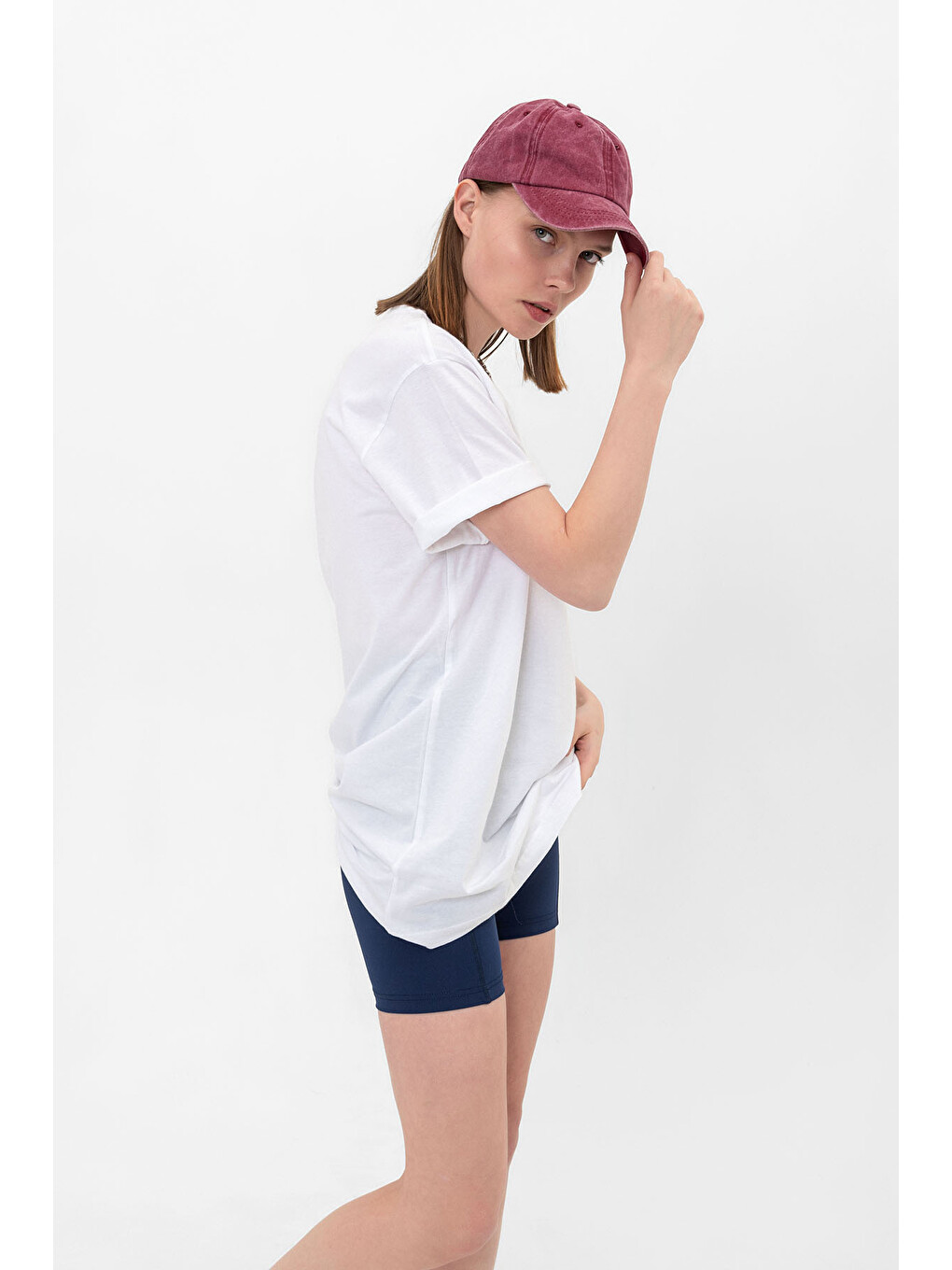 Beyaz Oversize Fit Pamuklu Kısa Kollu Basic Uniseks Kadın Erkek Tişört-1