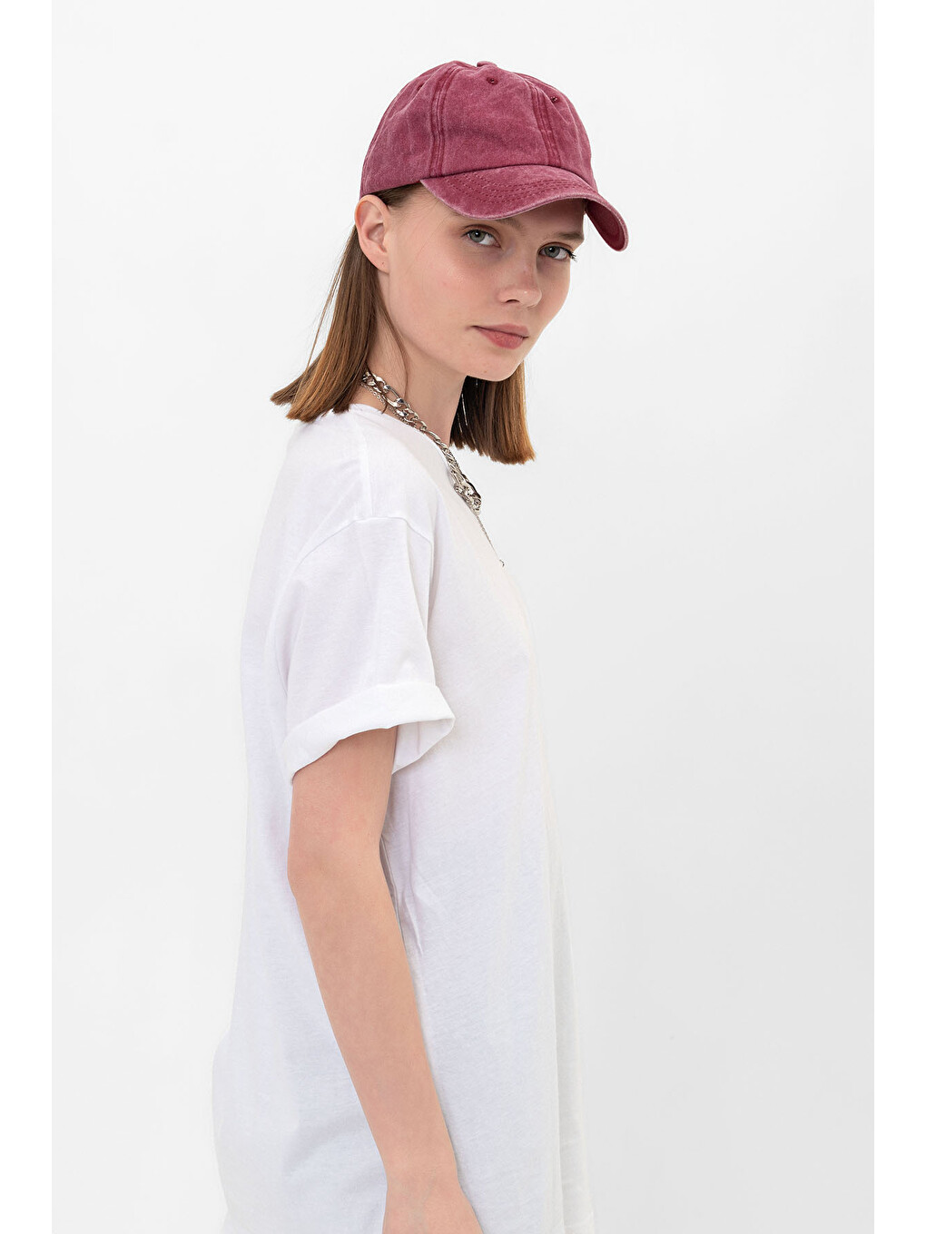 Beyaz Oversize Fit Pamuklu Kısa Kollu Basic Uniseks Kadın Erkek Tişört-3
