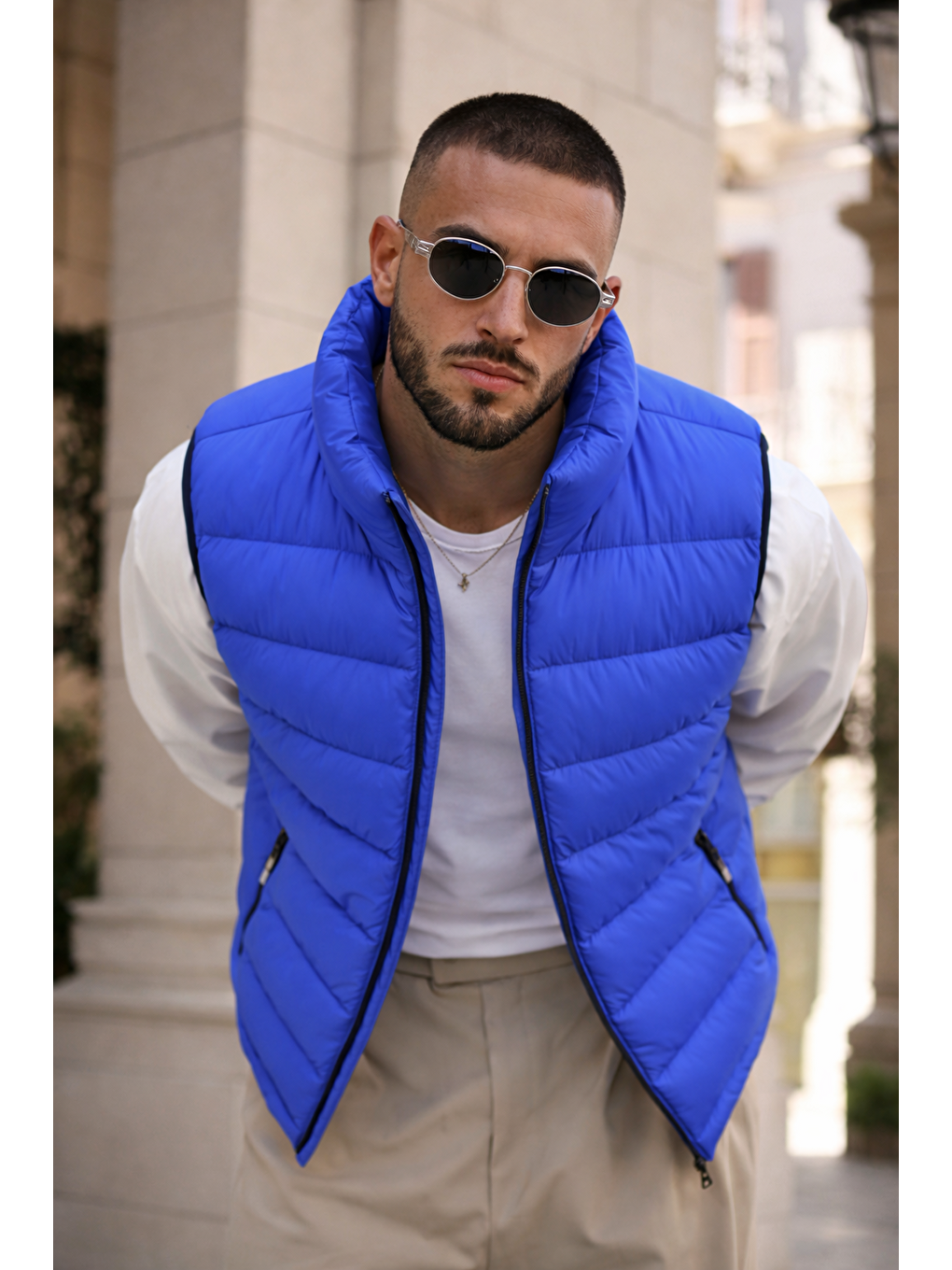 Erkek Kışlık Astarlı Basic S.Mavi Şişme Yelek-1