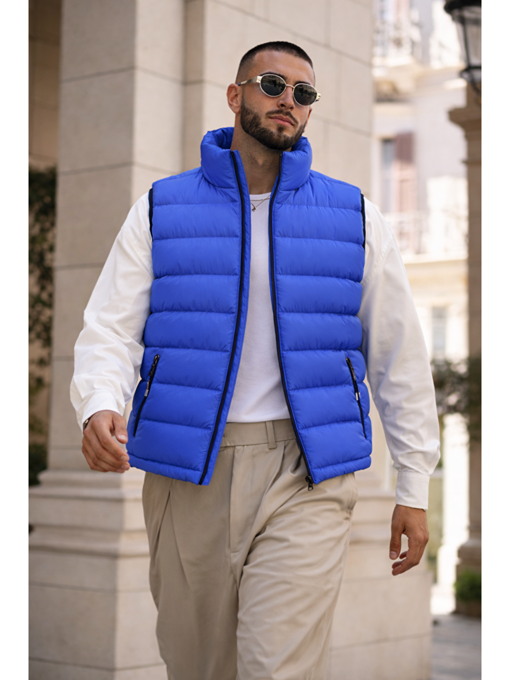 Erkek Kışlık Astarlı Basic S.Mavi Şişme Yelek-2