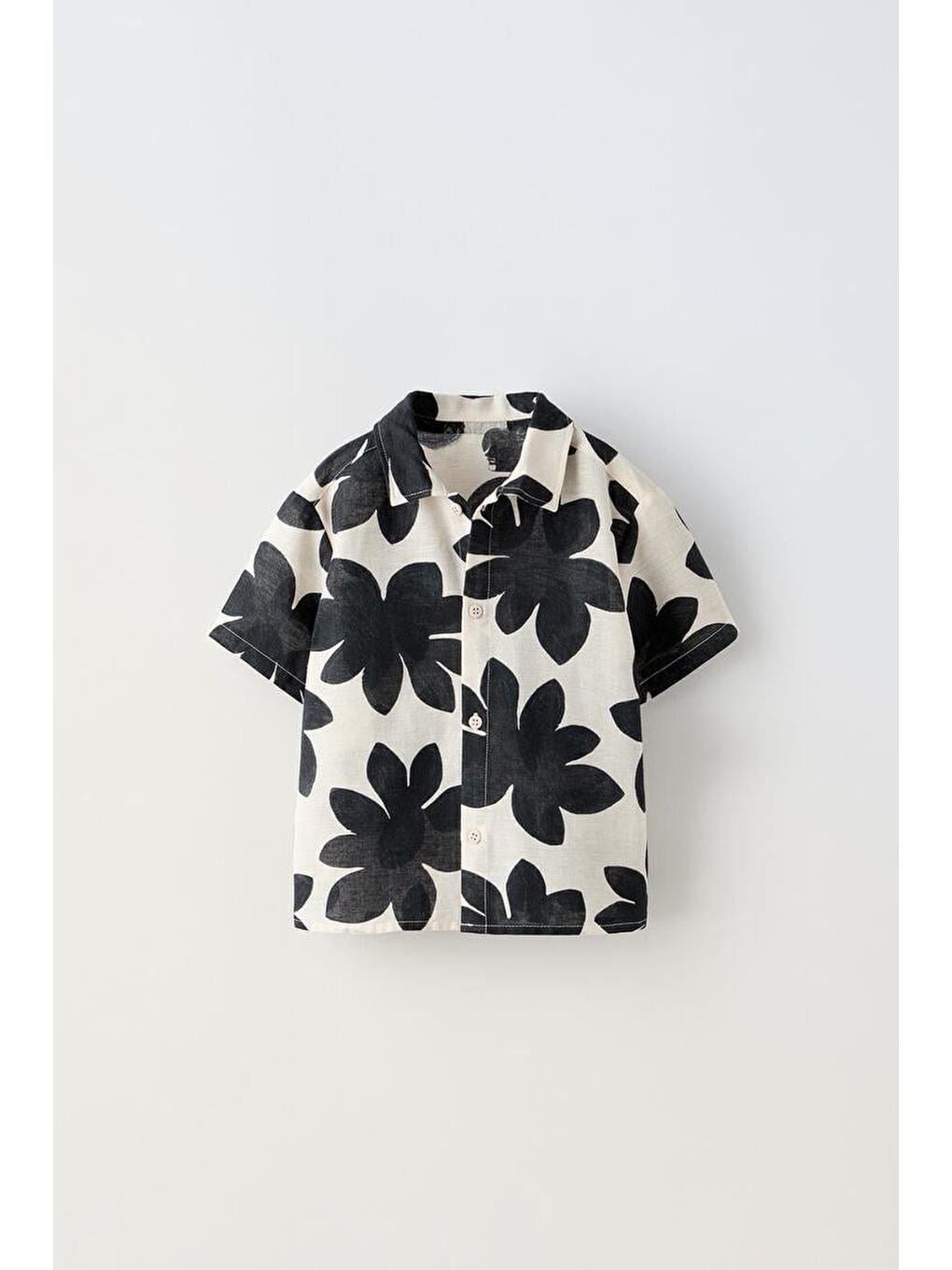 Karışık Erkek Çocuk Pamuklu Bej Siyah Desenli Gömlek Ve Şort Takım-1