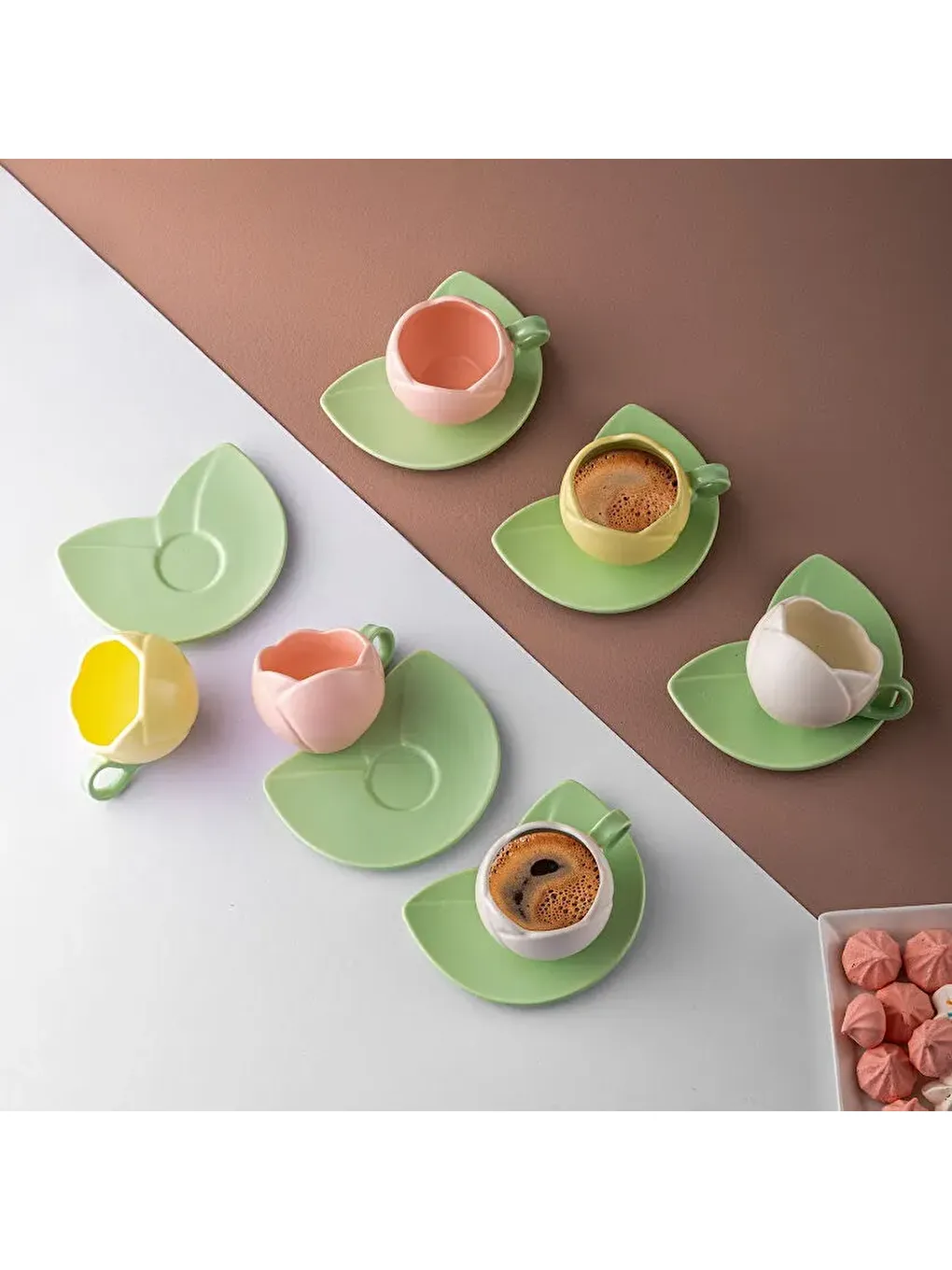 Yeşil Lale 6'lı Kahve Fincan Takımı 90 ml Multicolor-1