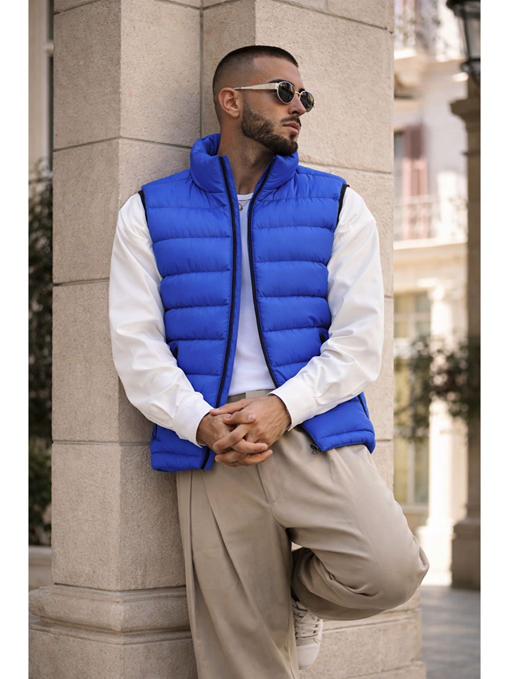 Erkek Kışlık Astarlı Basic S.Mavi Şişme Yelek-5