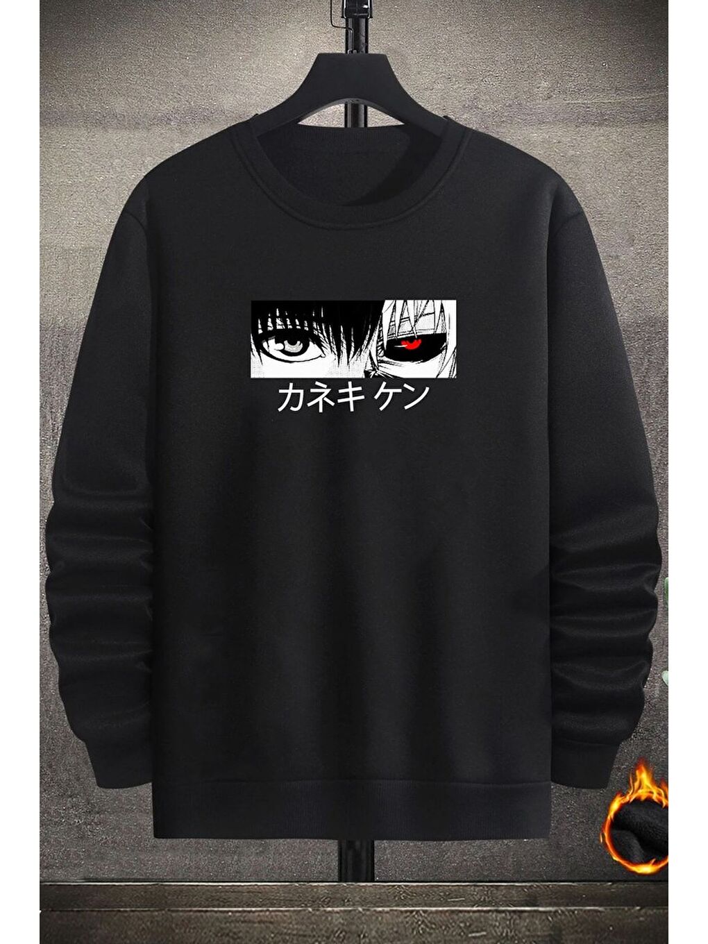 uyguntarz Siyah Unisex Ken Kaneki Bisiklet Yaka Sweatshirt