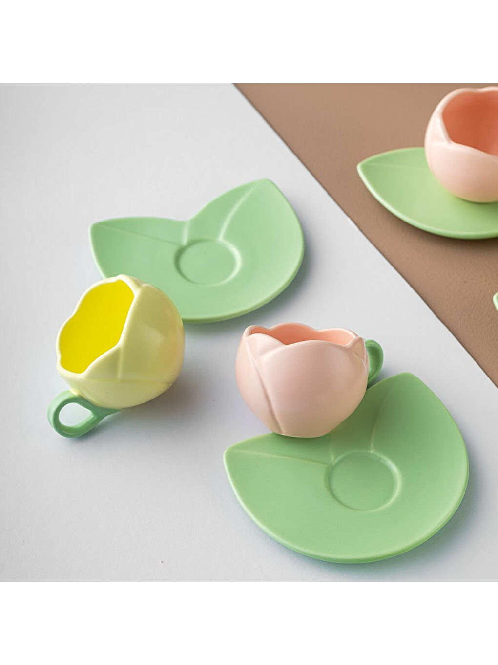 Yeşil Lale 6'lı Kahve Fincan Takımı 90 ml Multicolor-3