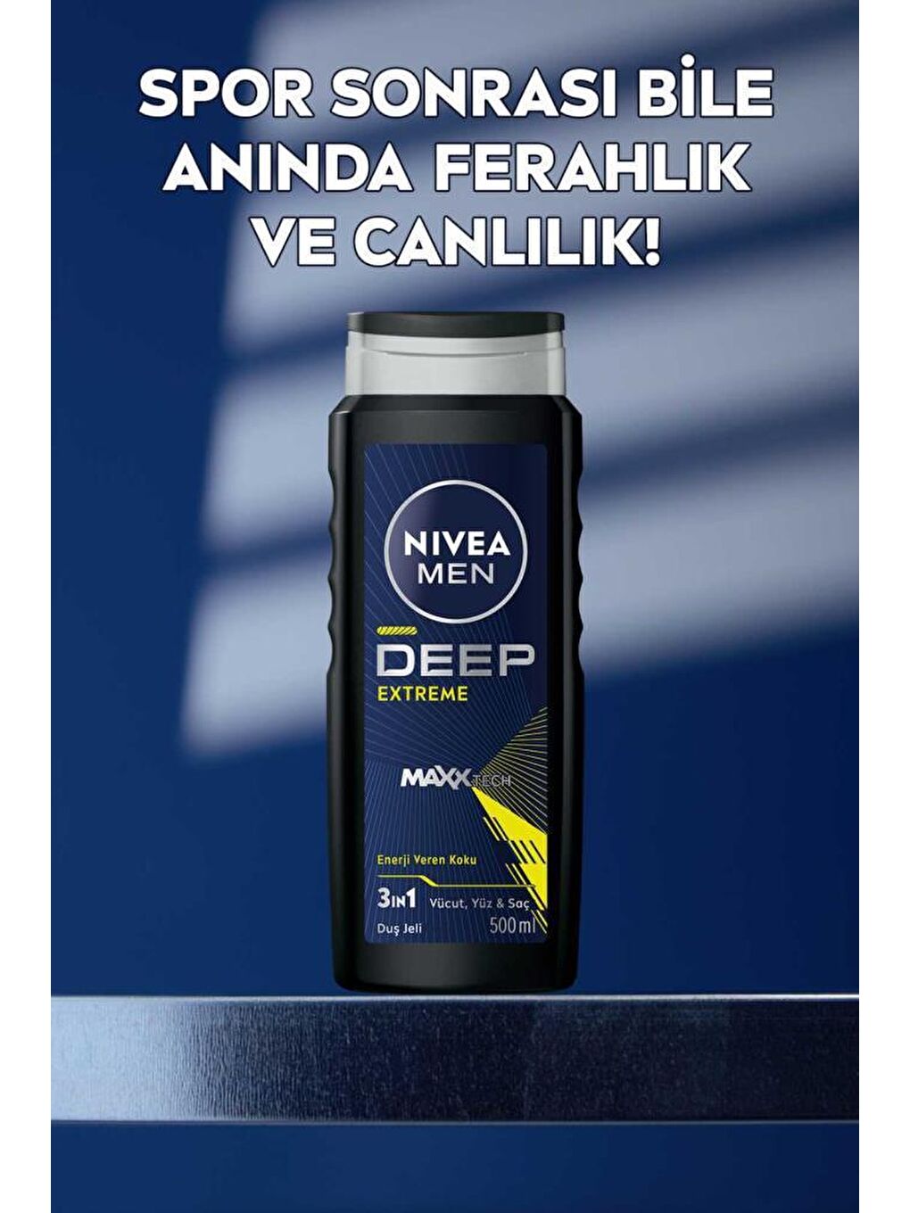 NIVEA Şeffaf Erkek Deep Extreme Duş Jeli 500ml, 3'ü 1 Arada Komple Bakım, Vücut, Saç ve Yüz Için, Ferahlık - 2