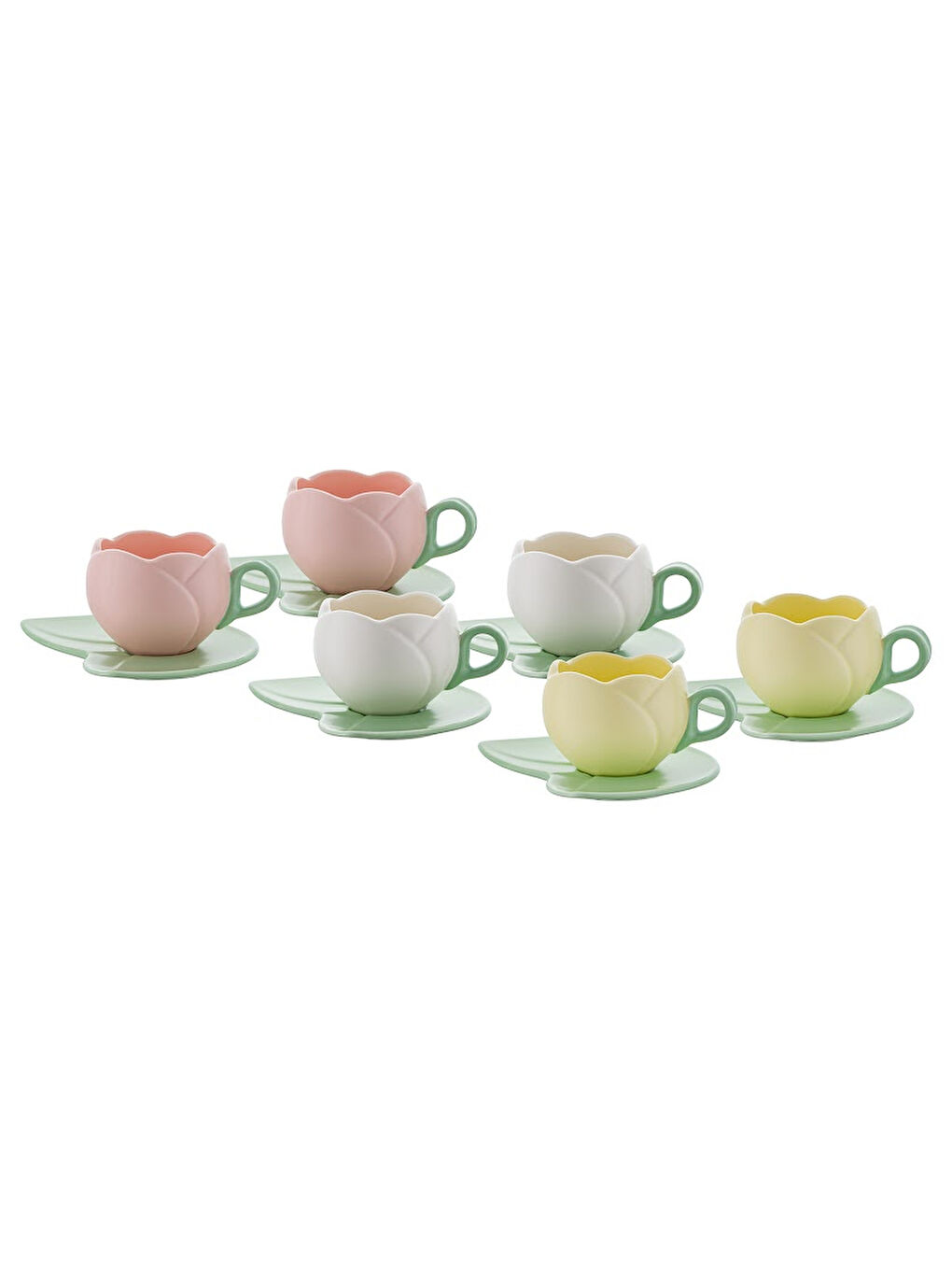 Yeşil Lale 6'lı Kahve Fincan Takımı 90 ml Multicolor-4