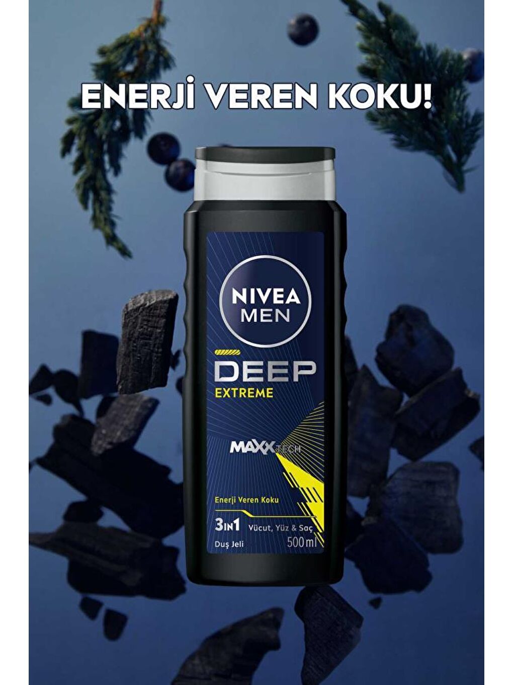 NIVEA Şeffaf Erkek Deep Extreme Duş Jeli 500ml, 3'ü 1 Arada Komple Bakım, Vücut, Saç ve Yüz Için, Ferahlık - 3