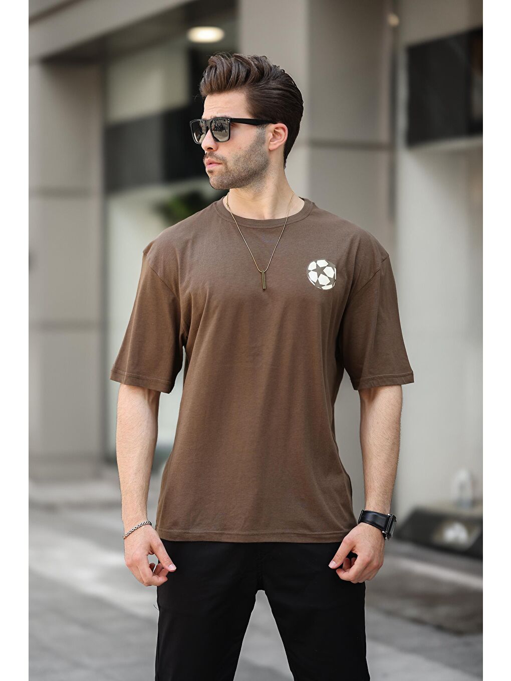 comstar Kahverengi Baskılı T-shirt