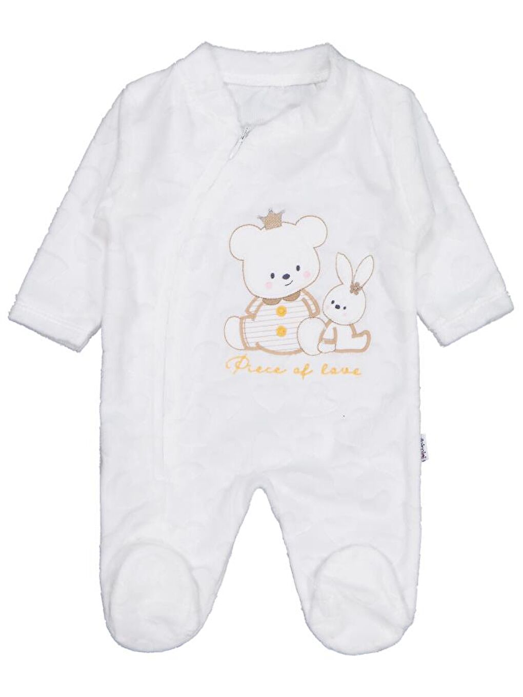 Kız Ayı Tavşan Nakış Fermuarlı 1-6 Ay Tulum - Ekru 3-6 Ay-2