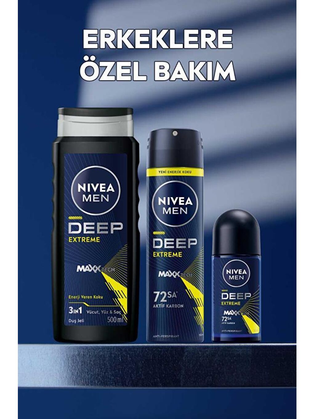 NIVEA Şeffaf Erkek Deep Extreme Duş Jeli 500ml, 3'ü 1 Arada Komple Bakım, Vücut, Saç ve Yüz Için, Ferahlık - 5