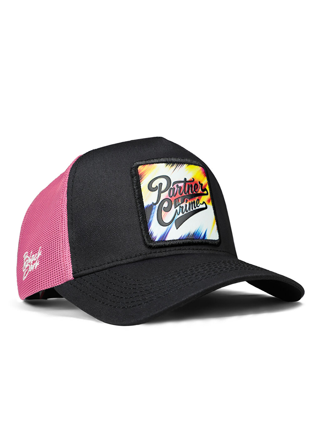 BlackBörk Bej V1 Trucker Partner in Crime - 1 Kod Logolu Unisex Siyah-Pembe Şapka (Cap)