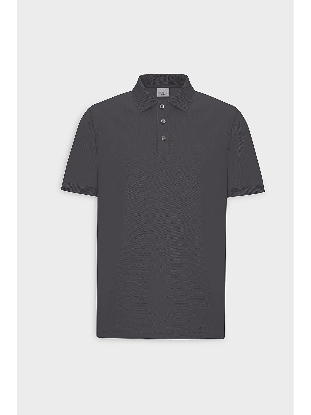 Erkek Antrasit Slim Fit Dar Kesim Polo Yaka %100 Pamuk Kısa Kollu Tişört-5