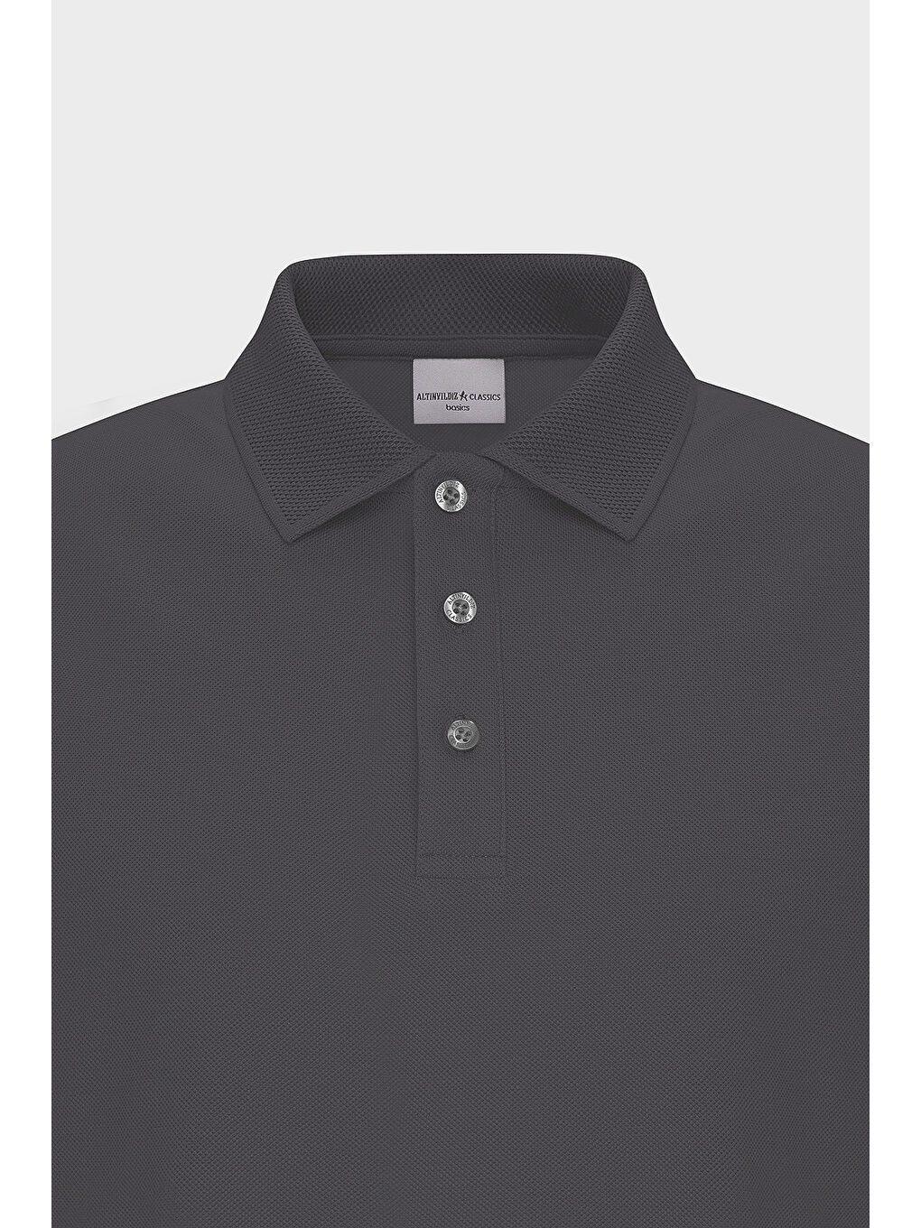 Erkek Antrasit Slim Fit Dar Kesim Polo Yaka %100 Pamuk Kısa Kollu Tişört-6