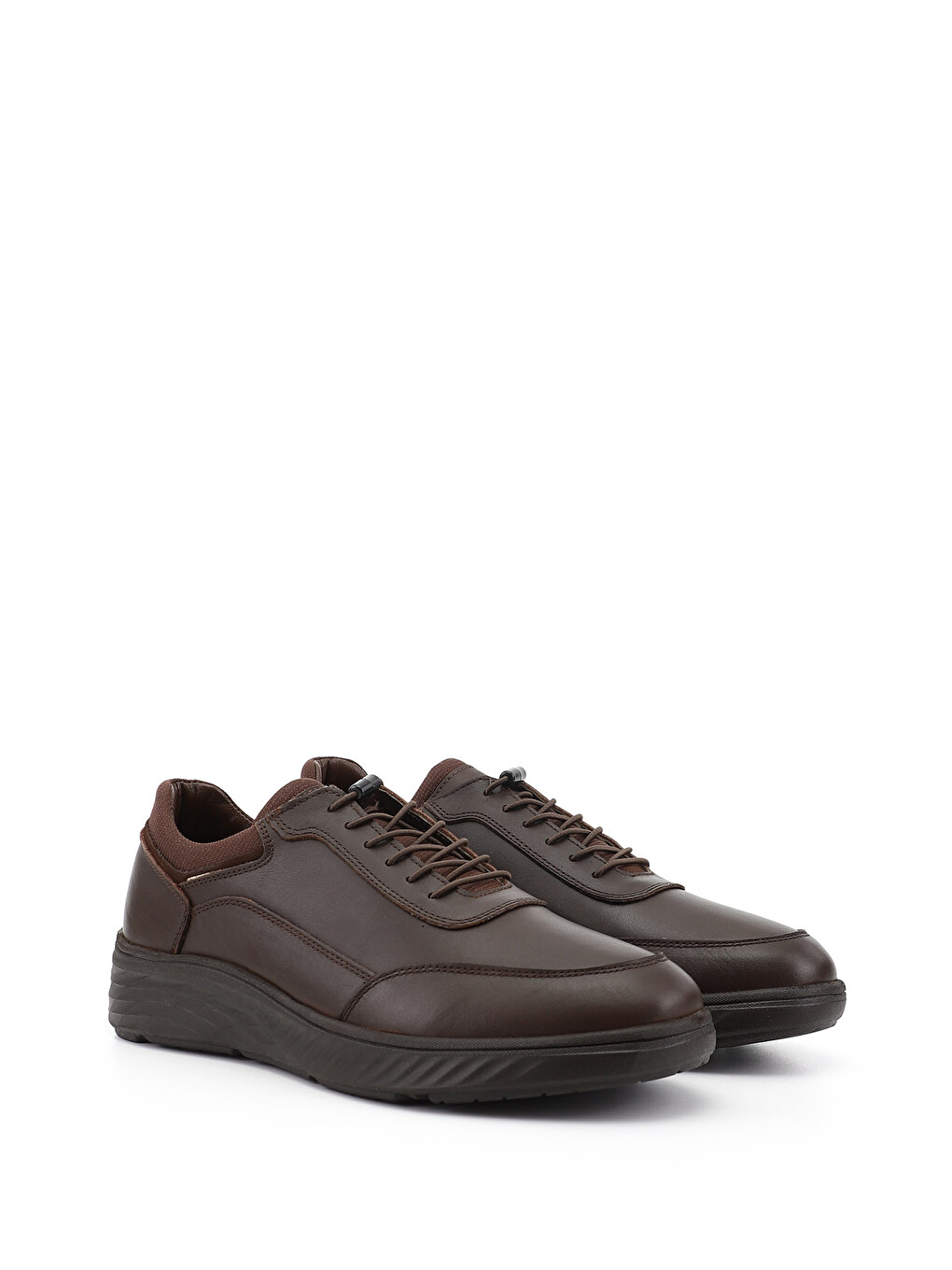 Erkek Kahverengi Bağcıklı Hakiki Deri Sneaker-1