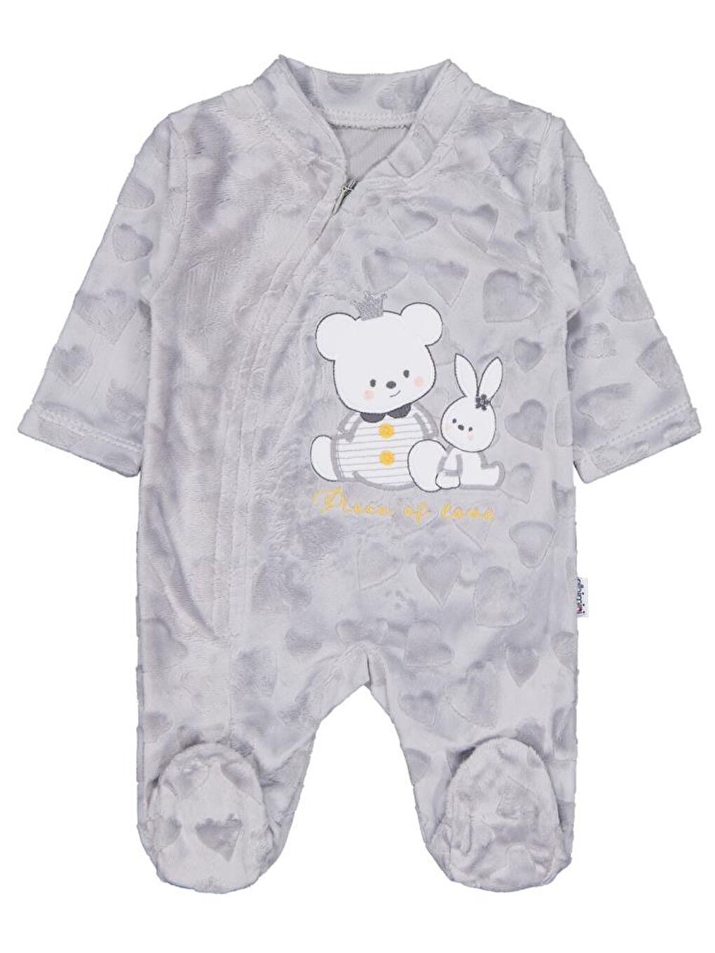 Kız Ayı Tavşan Nakış Fermuarlı 1-6 Ay Tulum - Gri 6-9 Ay-2