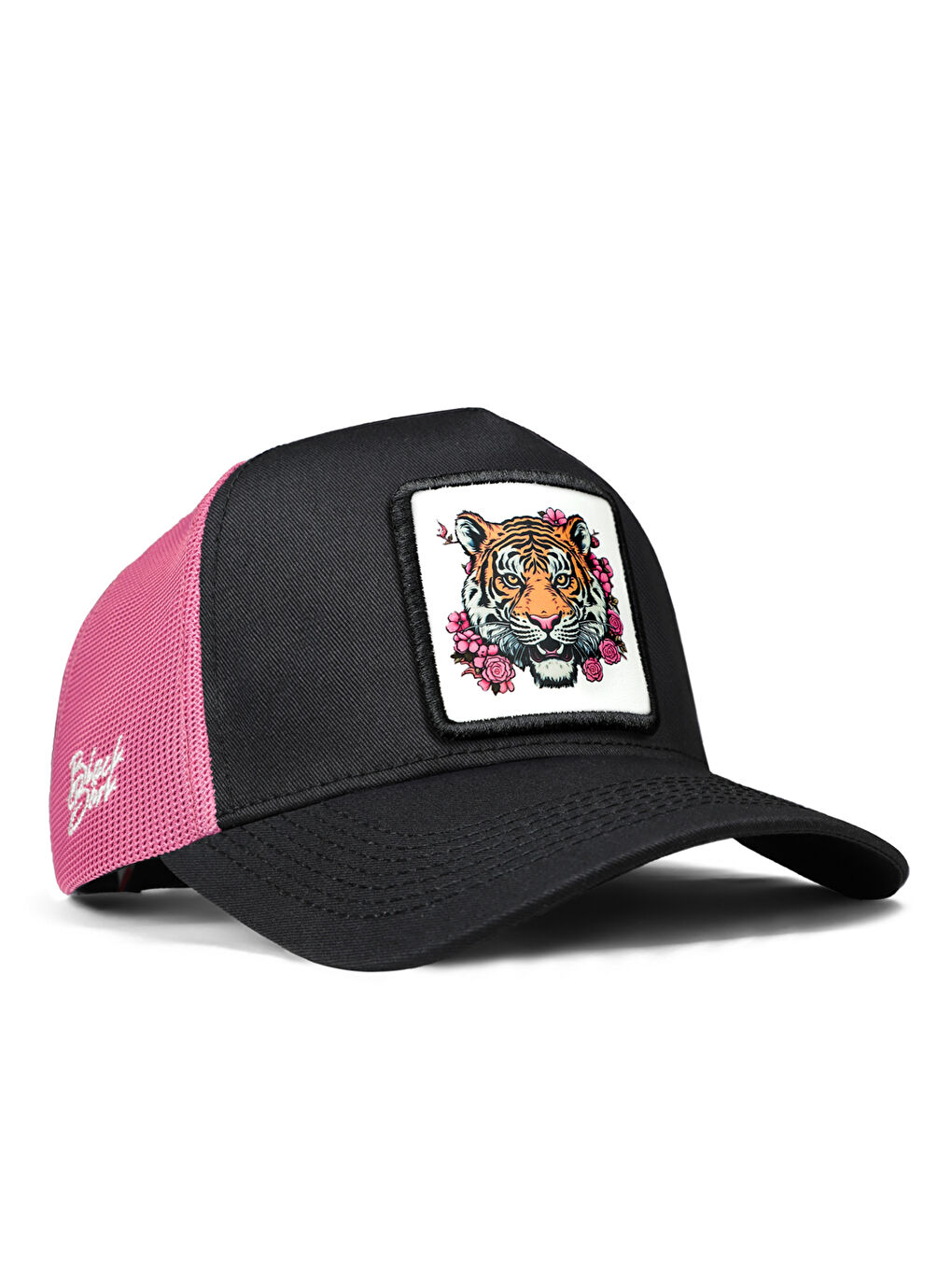 BlackBörk V1 Trucker Kaplan - 13BS Kod Logolu Unisex Siyah-Pembe Şapka (Cap)