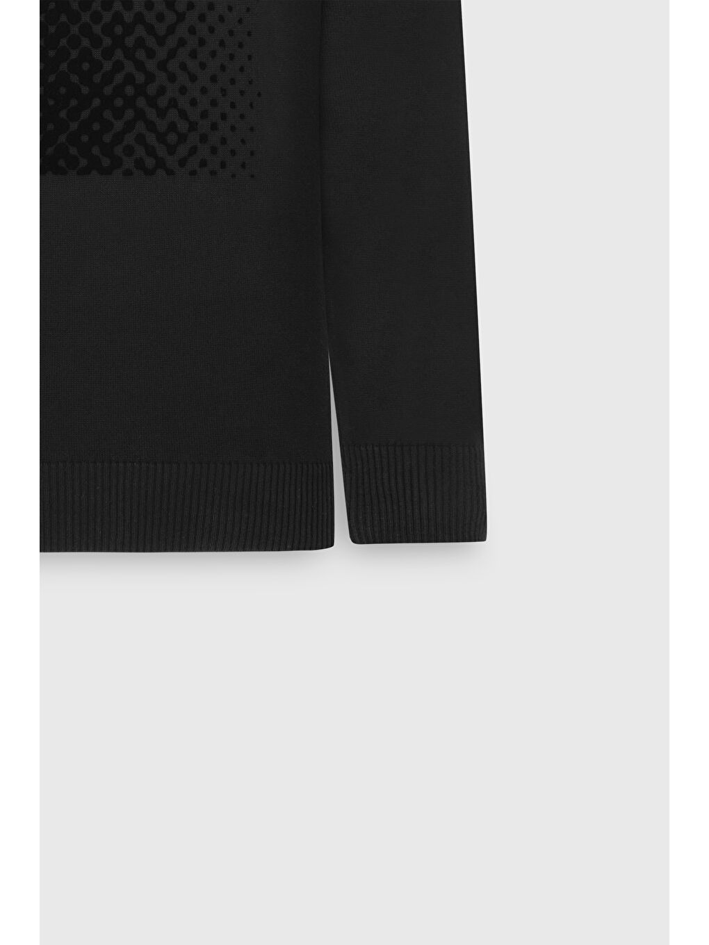 Erkek Siyah %100 Pamuk Standart Fit Normal Kesim Bisiklet Yaka Baskılı Triko Kazak-6