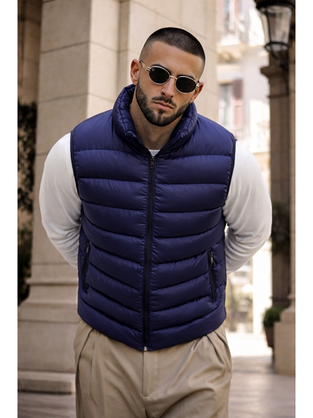 Erkek Kışlık Astarlı Basic Lacivert Şişme Yelek-1