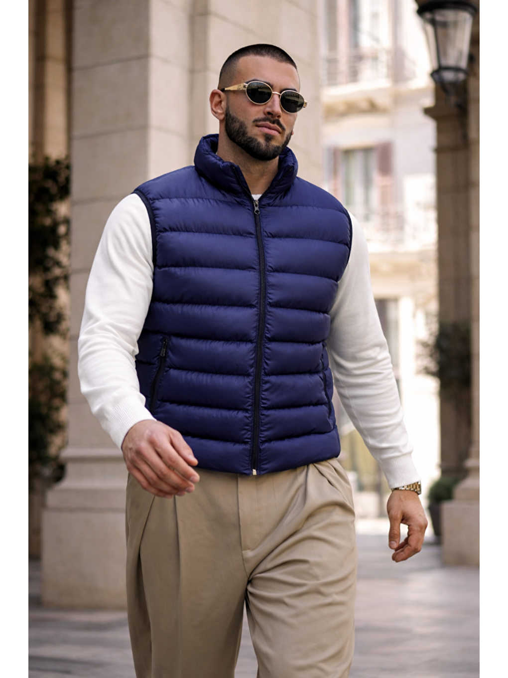 Erkek Kışlık Astarlı Basic Lacivert Şişme Yelek-2