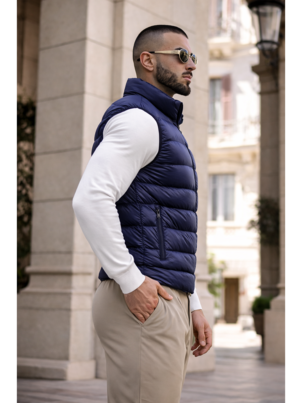 Erkek Kışlık Astarlı Basic Lacivert Şişme Yelek-4