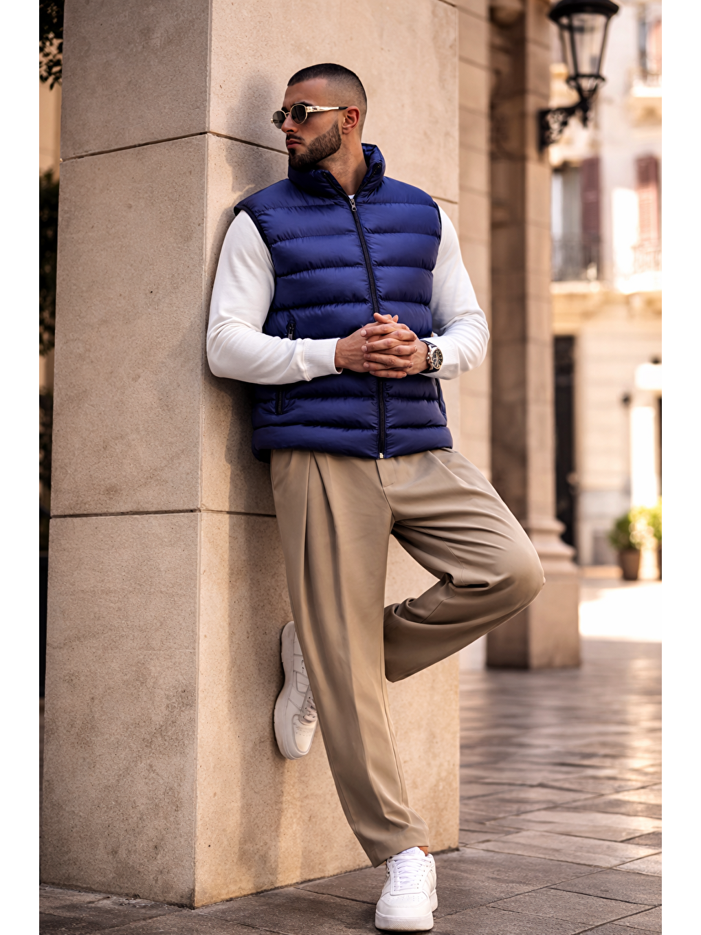 Erkek Kışlık Astarlı Basic Lacivert Şişme Yelek-5