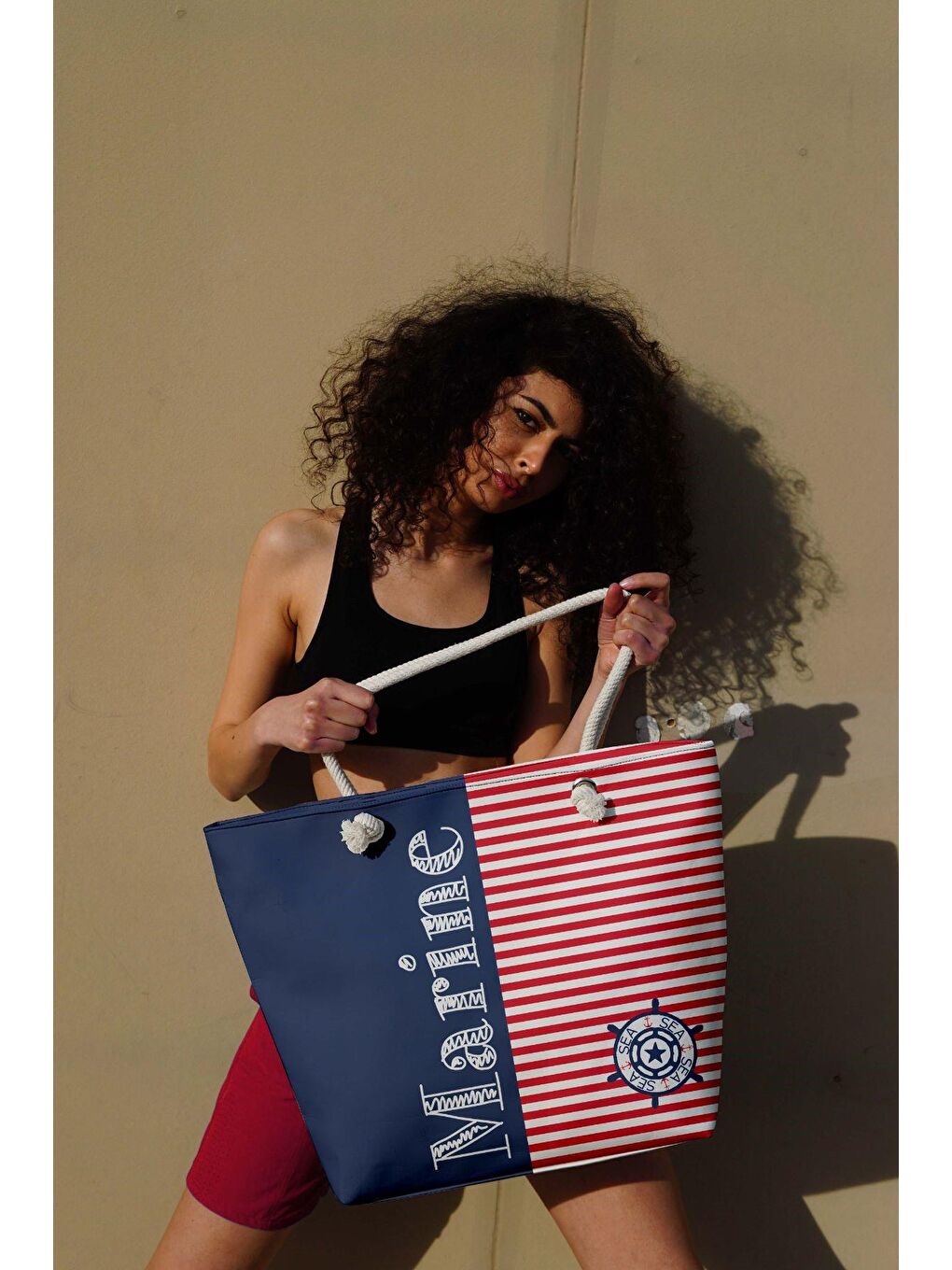 Beyaz Dijital Baskılı Plaj Çantası C15028 Çok Renkli-1