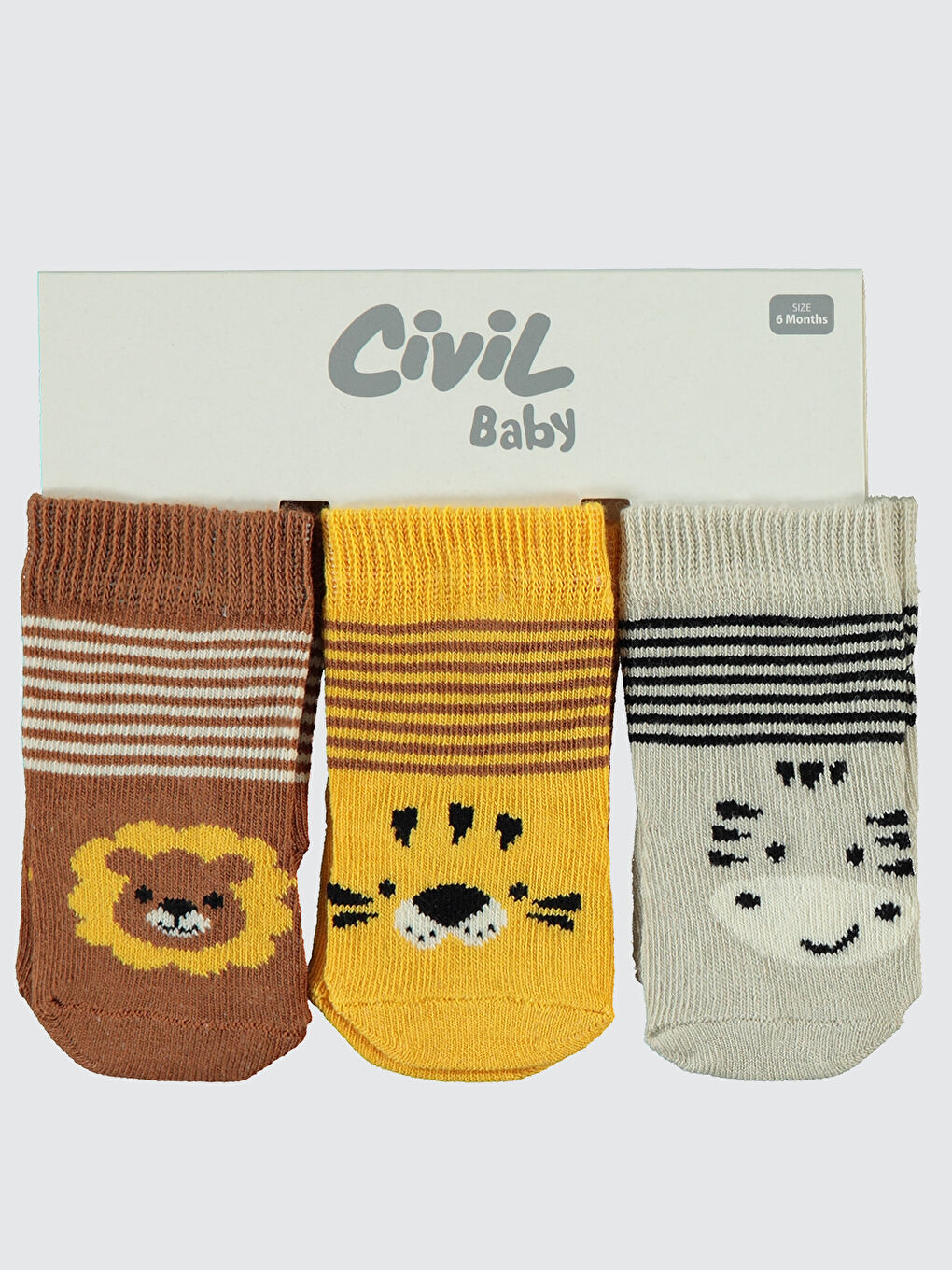 Civil Baby Erkek Bebek 3'lü Çorap Set 6-18 Ay Kahverengi