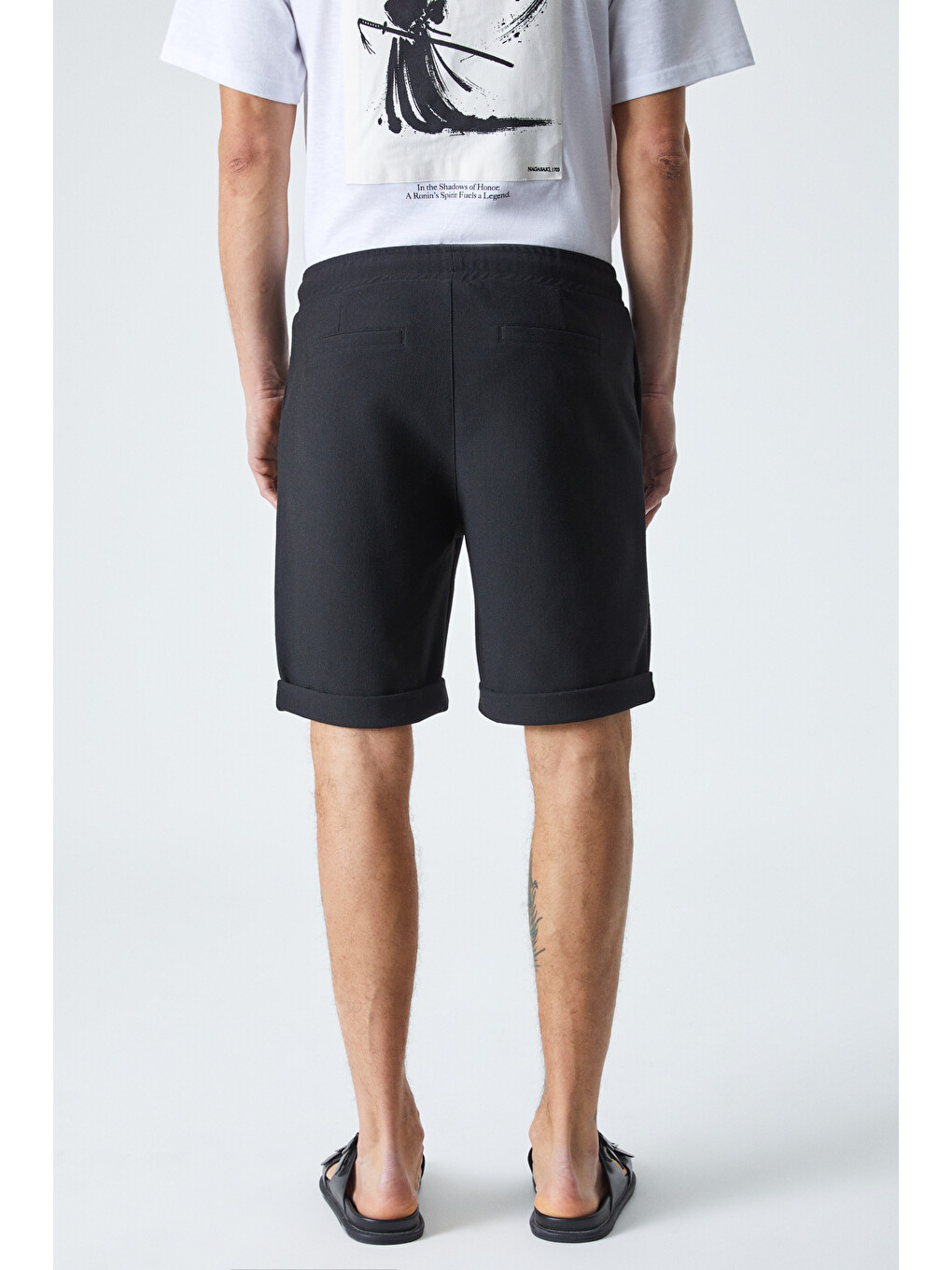 Ardıan Erkek Comfort Fit Cepli Kordonlu Lastikli Bel Siyah Şort & Bermuda-4