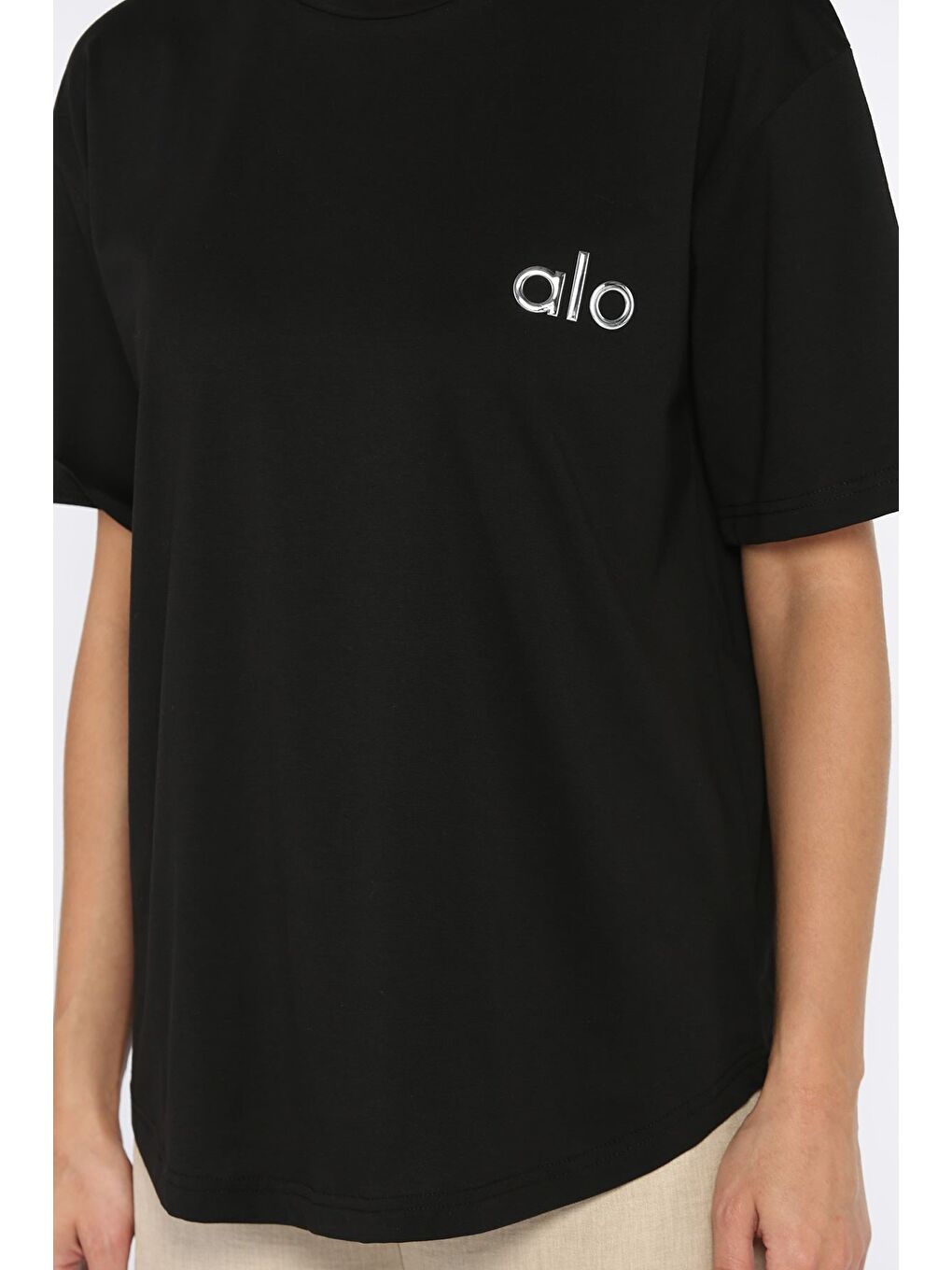 Siyah Baskılı Salaş Basic Tişört-3