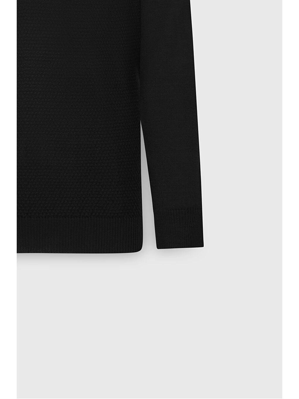 Erkek Siyah Yünlü Sıcak Tutan Standart Fit Normal Kesim Yarım Balıkçı Yaka Jakarlı Triko Kazak-8