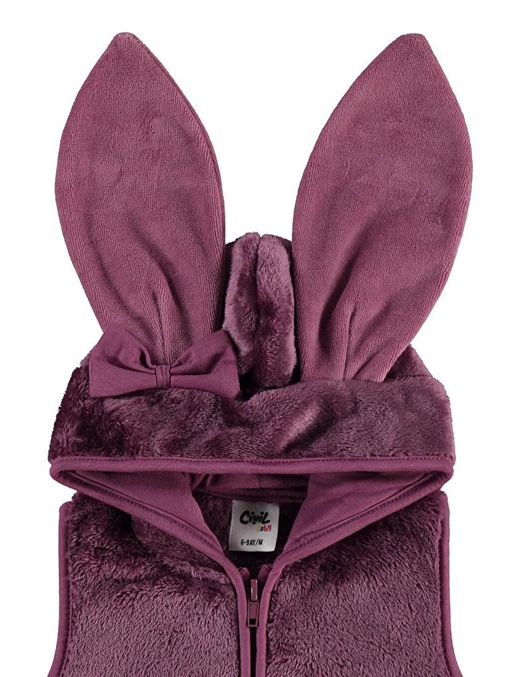 Pembe Baby Tavşan Kulak Kapüşonlu 6-18 Ay Yelek-1