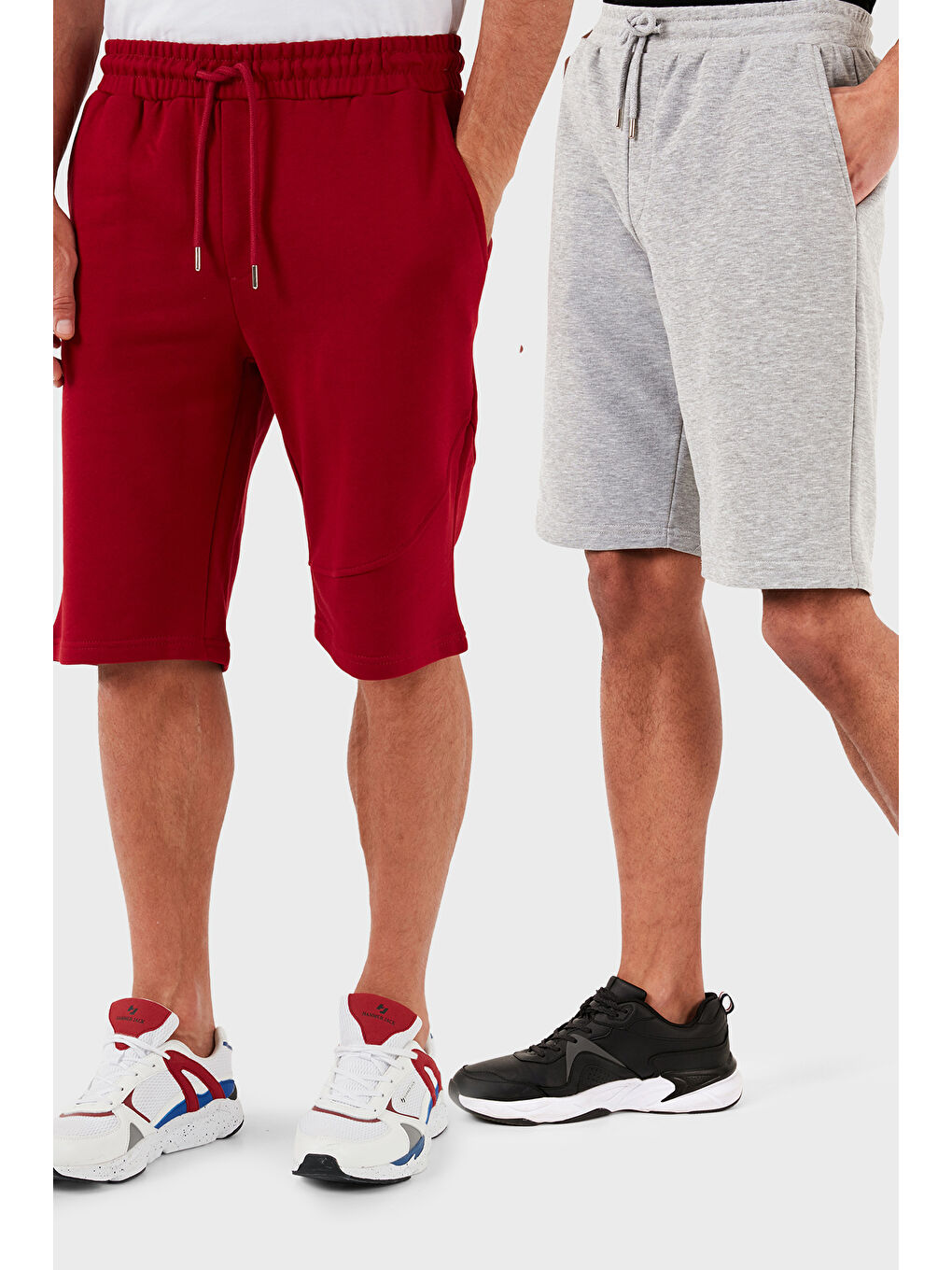 Gri Pamuklu Regular Fit Normal Bel Cepli 2'li Paket Şort 590804142S2