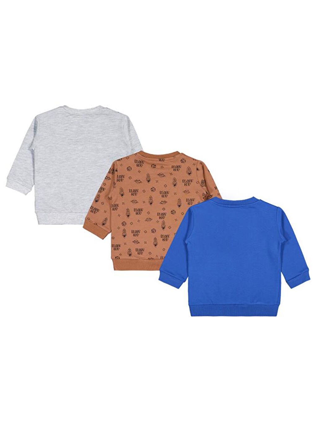 Beyaz Baby Astronot Baskılı 3'lü Set 6-18 Ay Sweatshirt-2