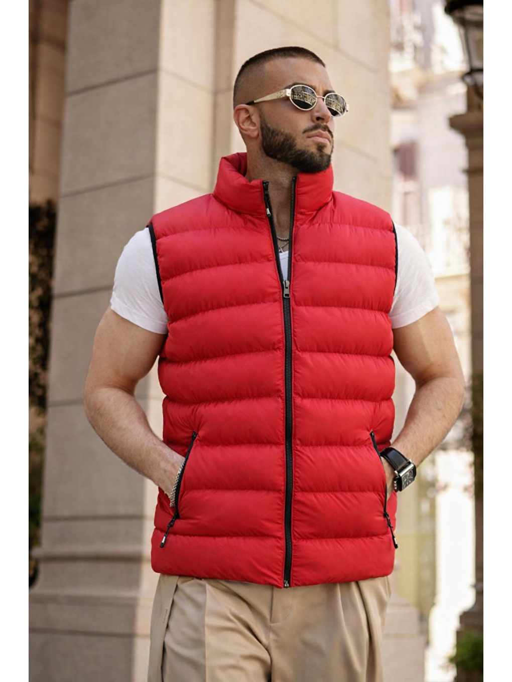 Erkek Kışlık Astarlı Basic Kırmızı Şişme Yelek