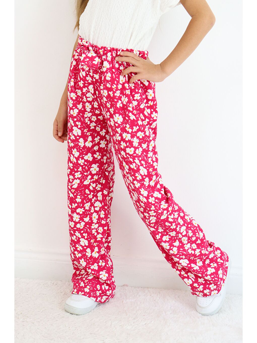 Gri Kız Çocuk Bürümcük Kumaş Bol Paça Rahat Model Tek Alt (3'lü Paket)-6