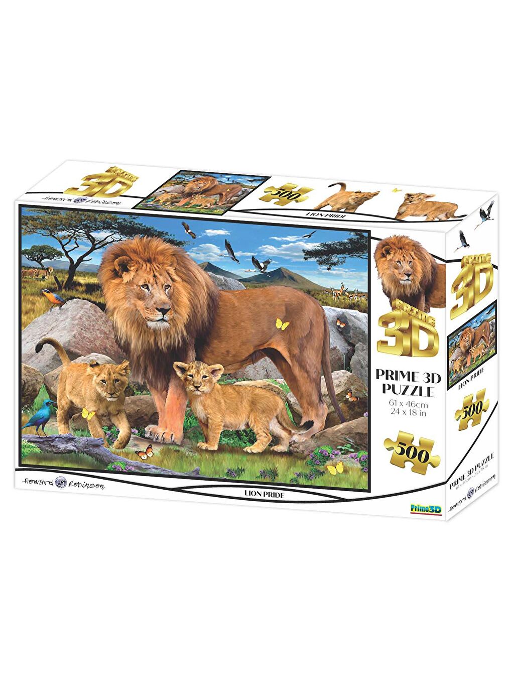 Prime 3D Renksiz Aslan Ailesi 500 Parça Yetişkin Puzzle 10161