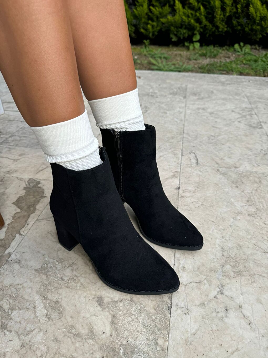 Siyah Kadın Topuklu Bot (7,5 Cm ) Topuk Boyu-3