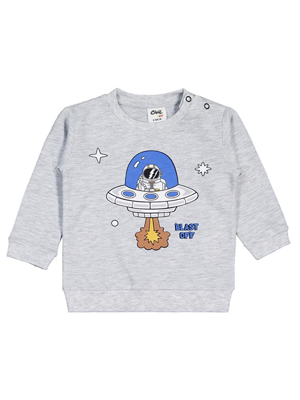 Beyaz Baby Astronot Baskılı 3'lü Set 6-18 Ay Sweatshirt-3