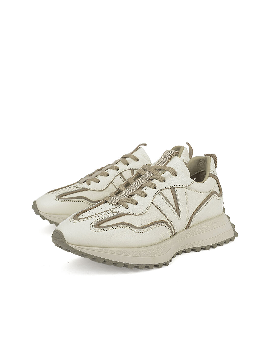 Ekru Kadın Hakiki Deri Sneaker 1431000Z4660 Krem