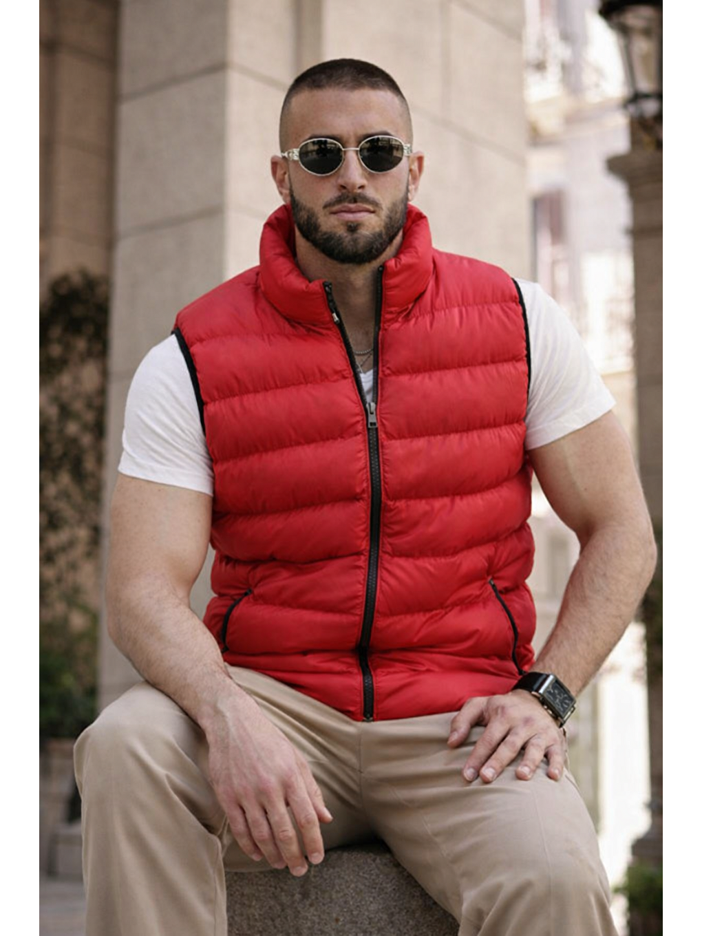 Erkek Kışlık Astarlı Basic Kırmızı Şişme Yelek-3